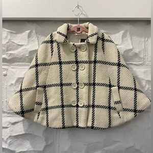 GAP Cream and Black Plaid Cape Coat